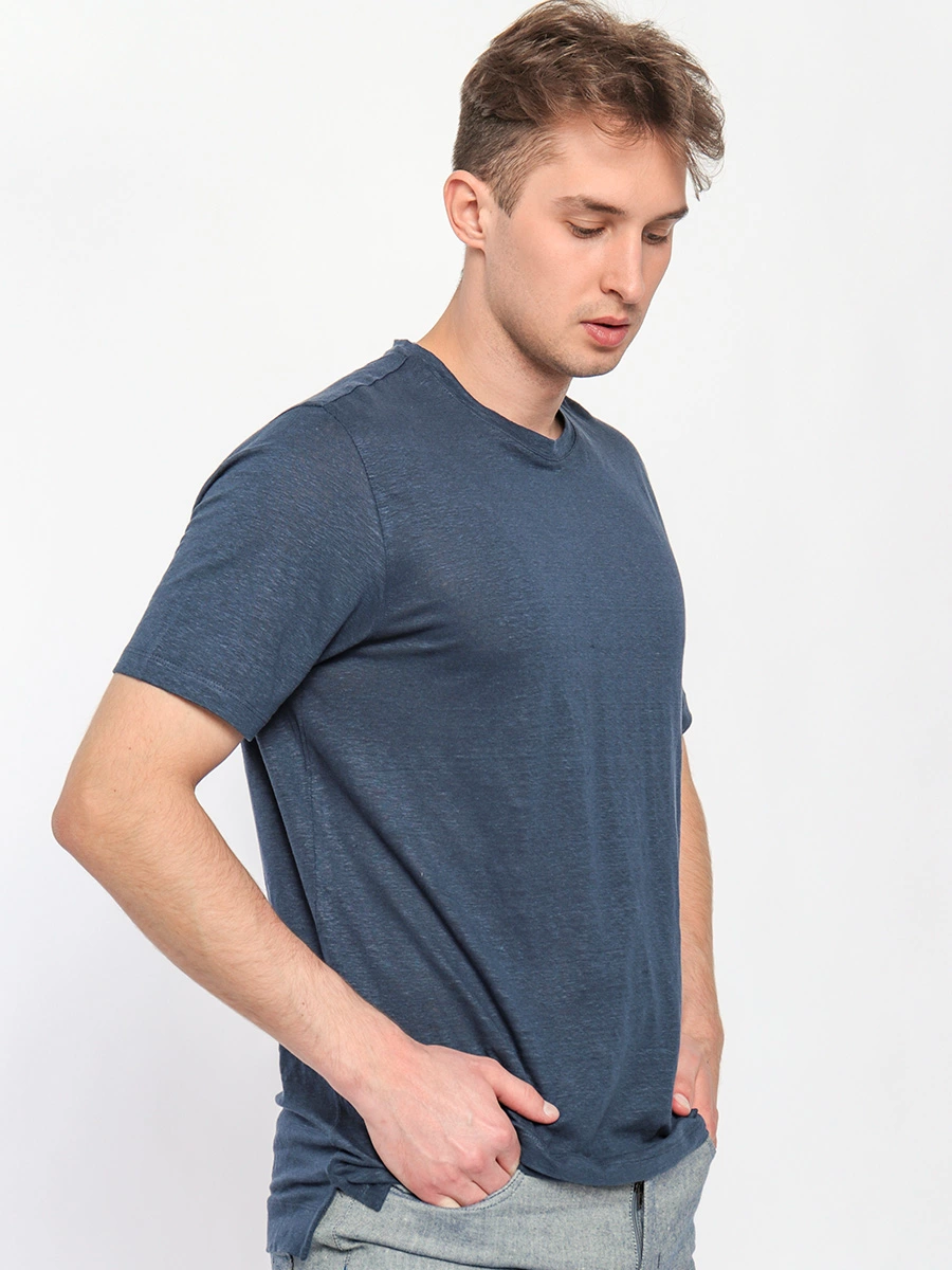 Льняной джемпер с короткими рукавами